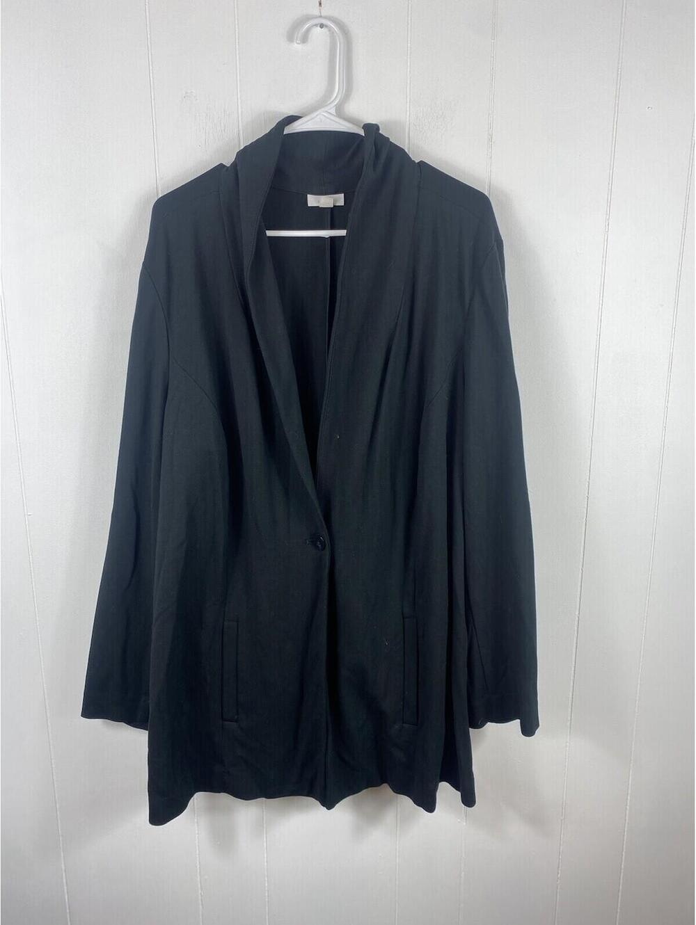 J. Jill Black Ponte Knit Collared Button Front Blazer Plus Size 2X Office Carrer